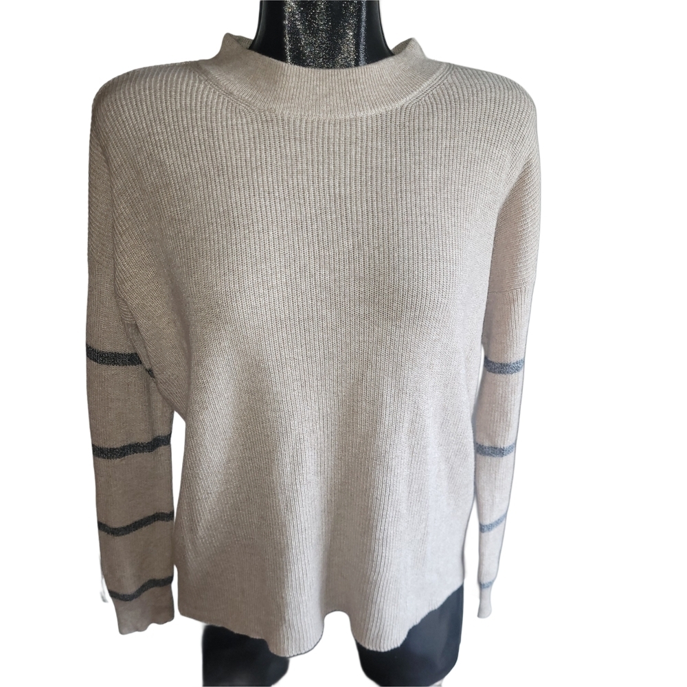 American Eagle Beige Jegging Fit Sweater with Grey Stripes Size XS